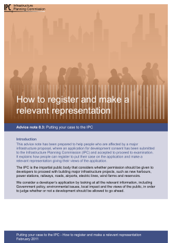 How to register and make a relevant representation Advice note 8.3: