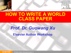 HOW TO WRITE A WORLD CLASS PAPER Prof. Dr. Guowang Xu