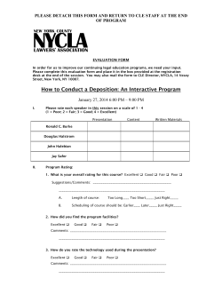 PLEASE DETACH THIS FORM AND RETURN TO CLE STAFF AT... OF PROGRAM  EVALUATION FORM