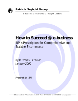 How to Succeed @ e-business IBM’s Prescription for Comprehensive and Scalable E-commerce