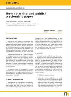 How to write and publish a scientific paper EDITORIAL