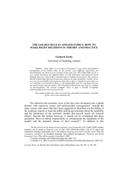 THE GOLDEN RULE IN APPLIED ETHICS: HOW TO Gerhard Zecha