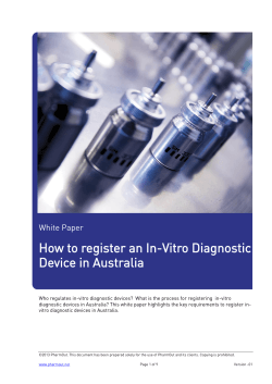How to register an In-Vitro Diagnostic Device in Australia White Paper