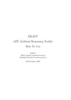 DRAFT ART Artificial Reasoning Toolkit How To Use Authors: