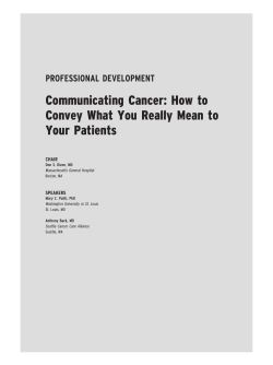 Communicating Cancer: How to Convey What You Really Mean to Your Patients