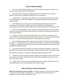 Tips for Internet Safety