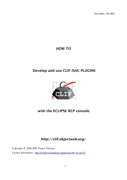 HOW TO Develop and use CLIF ISAC PLUGINS