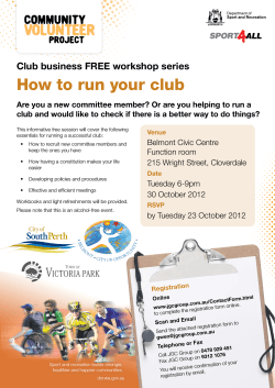 How to run your club Club business FREE workshop series