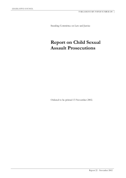 Report on Child Sexual Assault Prosecutions  Standing Committee on Law and Justice