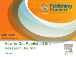 How to Get Published in a Research Journal  May 2013