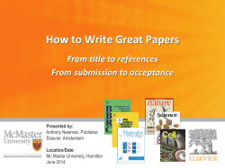 How to Write Great Papers  From title to references From