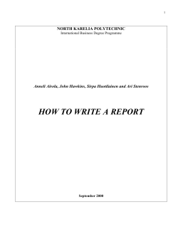 HOW TO WRITE A REPORT  NORTH KARELIA POLYTECHNIC