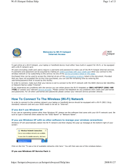 Page 1 of 13 Wi-Fi Hotspot Online Help Welcome to Wi-Fi hotspot