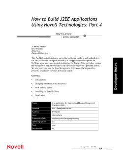 How to Build J2EE Applications Using Novell Technologies: Part 4 How-To Article