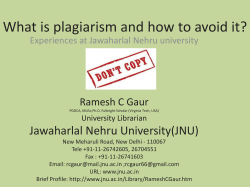 What is plagiarism and how to avoid it? Jawaharlal Nehru University(JNU)