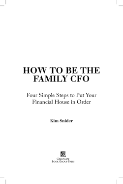 How to Be tHe Family CFo Four Simple Steps to Put Your
