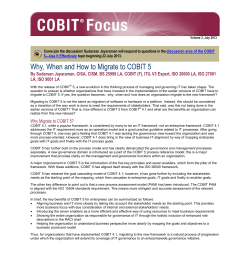 Why, When and How to Migrate to COBIT 5