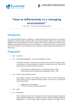 “How to differentiate in a changing environment” Introduction