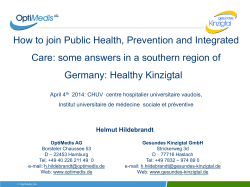 How to join Public Health, Prevention and Integrated Germany: Healthy Kinzigtal
