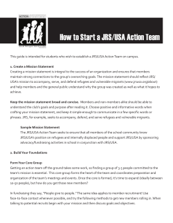 How to Start a JRS/USA Action Team