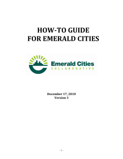   HOW­TO GUIDE   FOR EMERALD CITIES  December 17, 2010 
