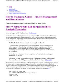 How to Manage a Camel – Project Management and Recruitment Analysis Education