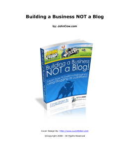 Building a Business NOT a Blog  by: JohnCow.com