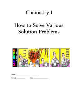 Chemistry I  How to Solve Various Solution Problems