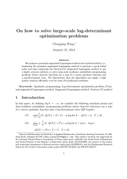 On how to solve large-scale log-determinant optimization problems Chengjing Wang January 25, 2014
