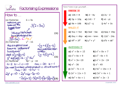 Factorising Expressions How to . . .  MASTERED IT