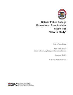 Ontario Police College Promotional Examinations Study Tips “How to Study”