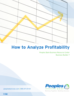 How to Analyze Profitability Peoples Bank Business Resource Center Business Builder 7 peoplesbancorp.com