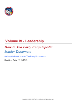 Volume IV - Leadership  How to Tea Party Encyclopedia Master Document
