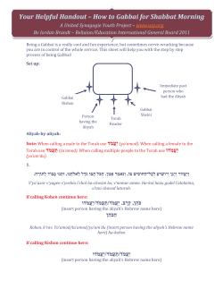 Your Helpful Handout – How to Gabbai for Shabbat Morning  www.usy.org