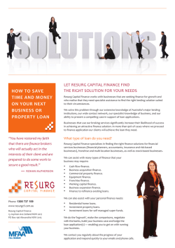 HOW TO SAVE TIME AND MONEY LET RESURG CAPITAL FINANCE FIND