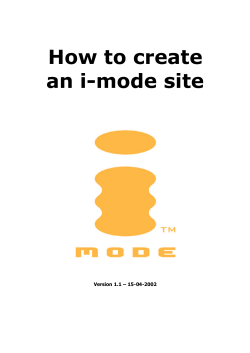 How to create an i-mode site  Version 1.1 – 15-04-2002