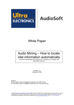 White Paper Audio Mining – How to locate vital information automatically