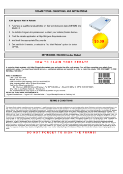 REBATE TERMS, CONDITIONS, AND INSTRUCTIONS KWI Special Mail in Rebate 9/6/2010.