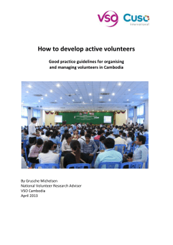 How to develop active volunteers Good practice guidelines for organising