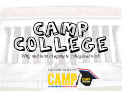 CAMP COLLEGE Why and how to apply to colleges abroad!