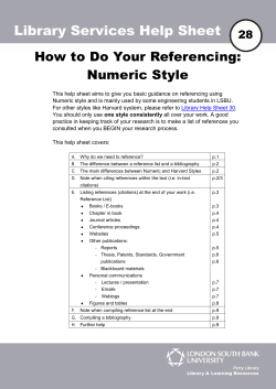 How to Do Your Referencing: Numeric Style 28