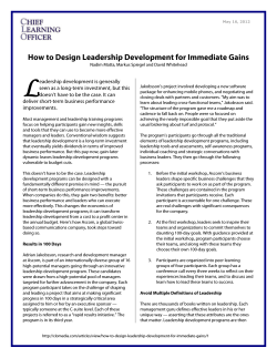 How to Design Leadership Development for Immediate Gains