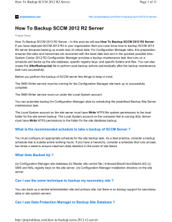 How To Backup SCCM 2012 R2 Server Page 1 of 11
