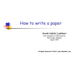 How to write a paper Arash Arash Habibi Habibi Lashkari