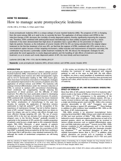 How to manage acute promyelocytic leukemia HOW TO MANAGEy