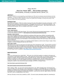 Planning and Support SAS Global Forum 2010 Once You “Know” SAS