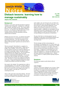 Dieback lessons: learning how to manage sustainably Background