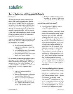 How to Biotinylate with Reproducible Results 