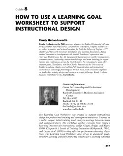 HOW TO USE A LEARNING GOAL WORKSHEET TO SUPPORT INSTRUCTIONAL DESIGN 8