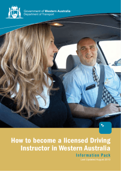 How to become a licensed Driving Instructor in Western Australia Information Pack